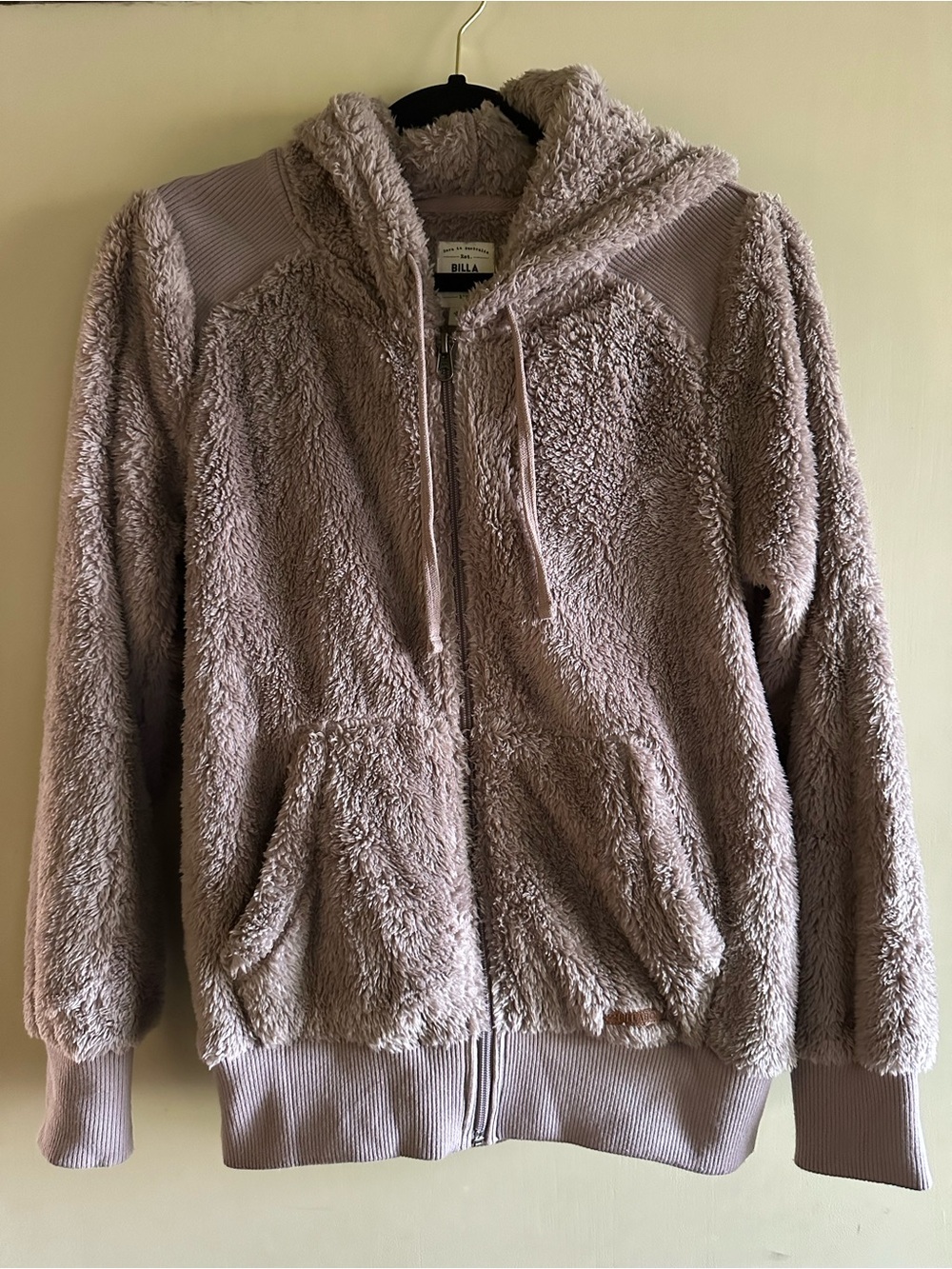 Billabong Plush Hoodie Jacket in Light Mauve